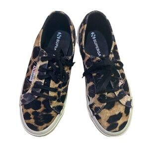 Superga Velvet Leopard Print Sneakers Size 7.5 US Women